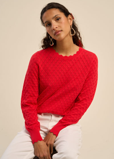 Pull ajouré détails festonnés