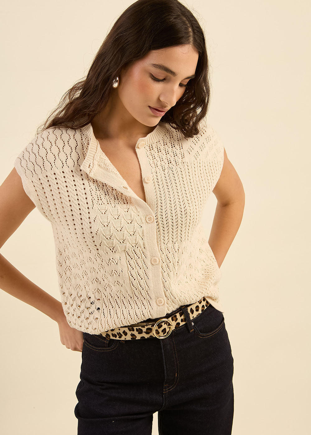 Gilet sans manches en crochet fantaisie