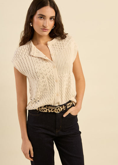Gilet sans manches en crochet fantaisie