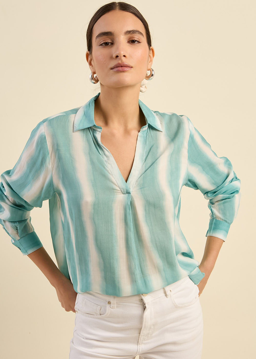 Top fluide à rayures tie and dye