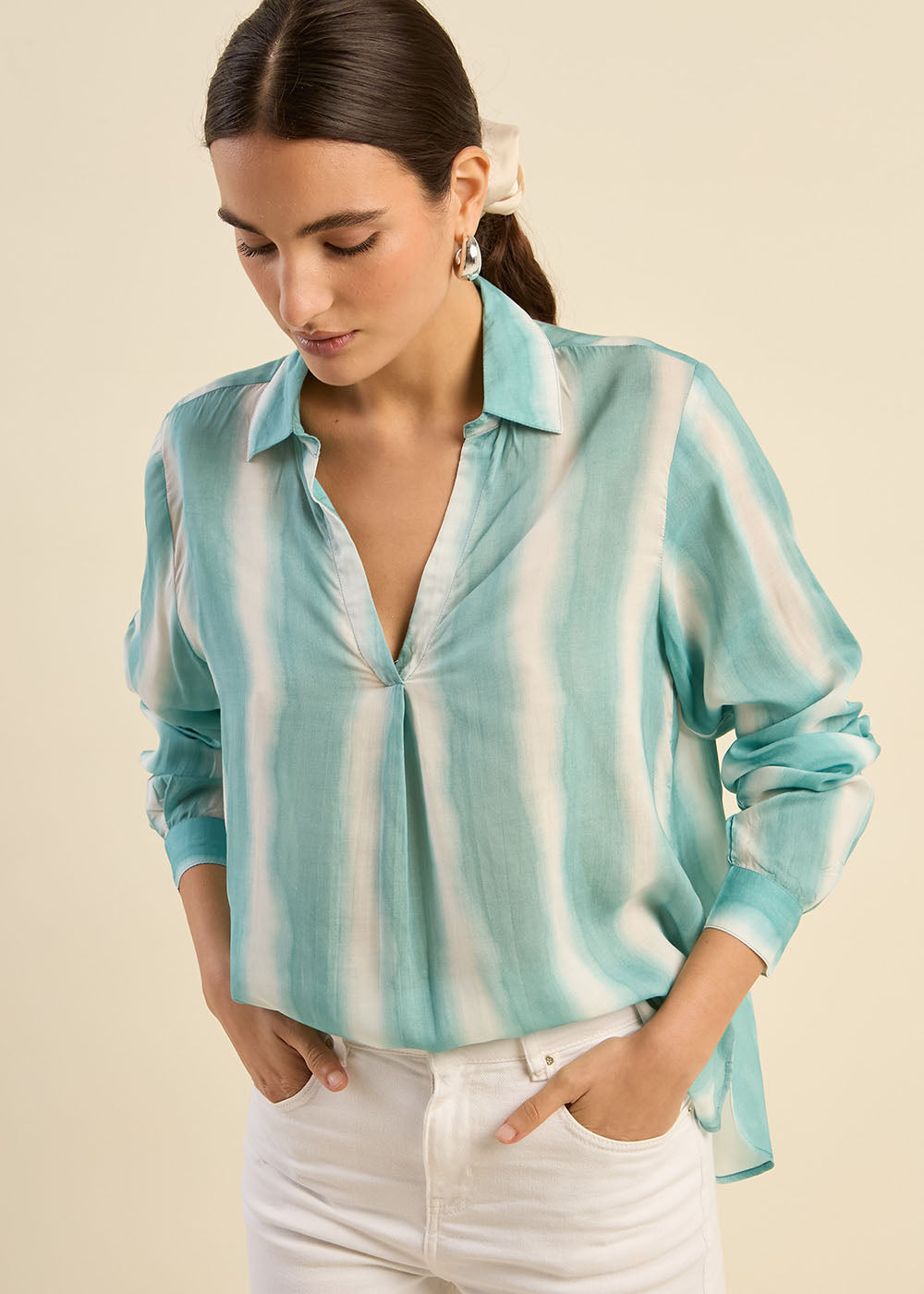 Top fluide à rayures tie and dye
