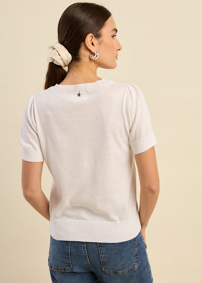 Pull à manches courtes avec épaules plissées