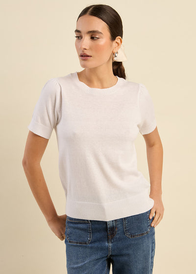 Pull à manches courtes avec épaules plissées