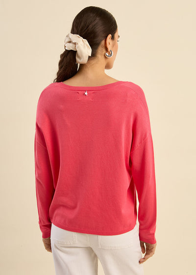 Pull maille fine col V