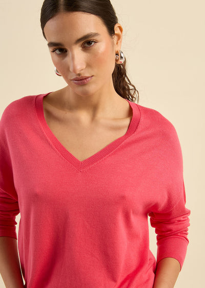 Pull maille fine col V