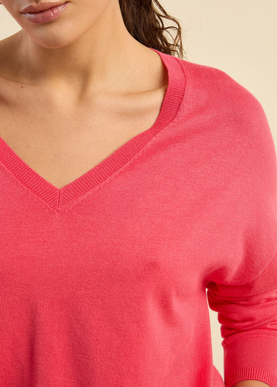 Pull maille fine col V