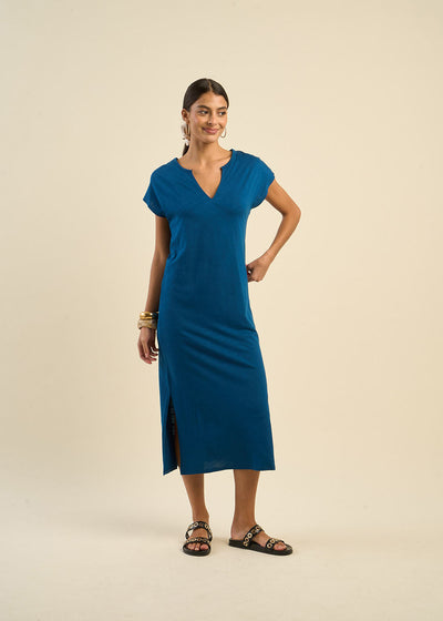 Robe droite col tunisien