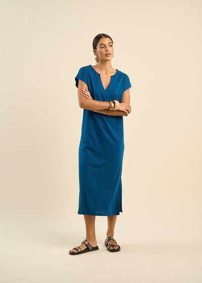 Robe droite col tunisien