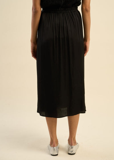 Jupe longue évasée en satin de viscose