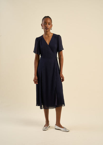 Robe longue manches courtes à motifs
