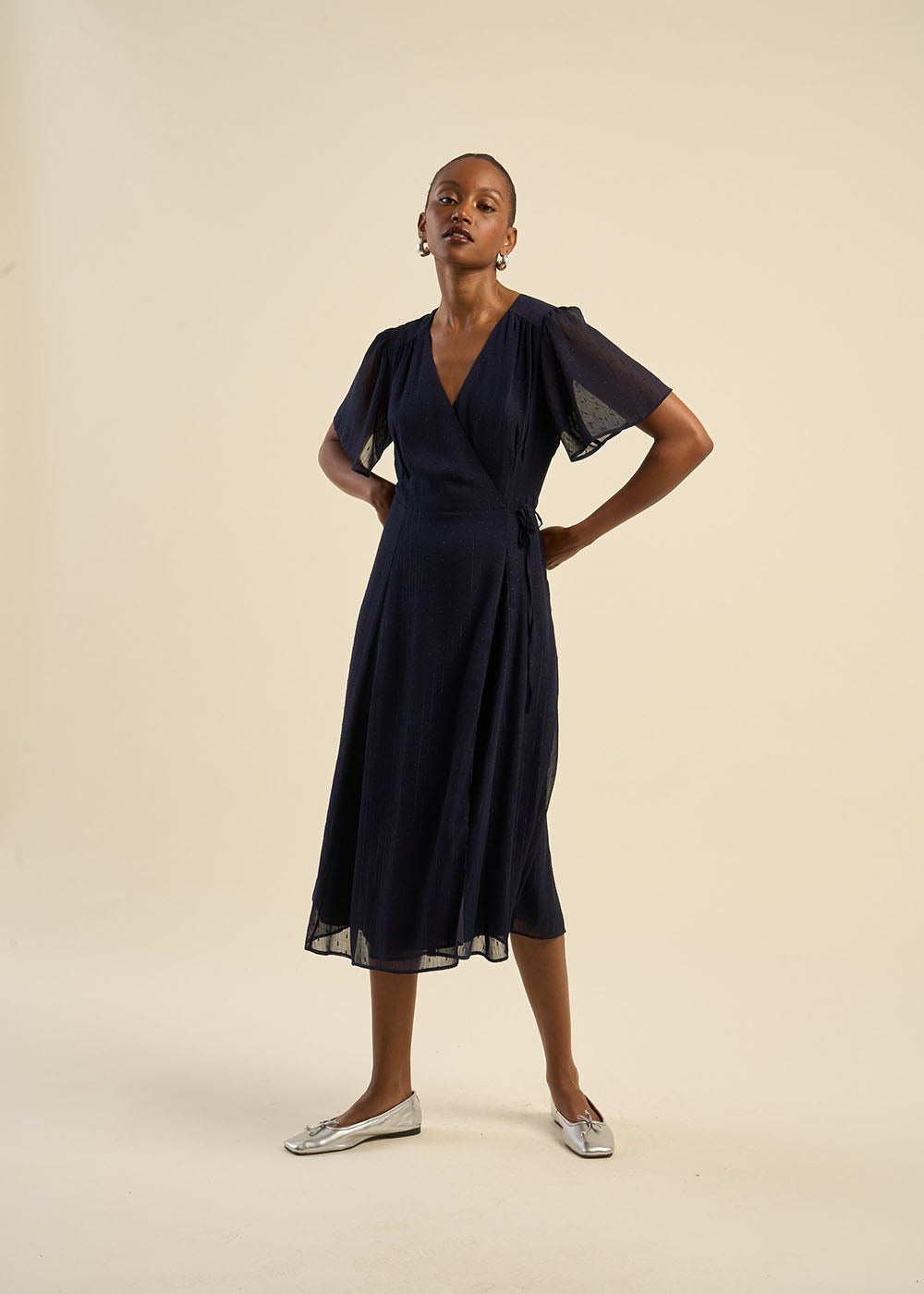 Robe longue manches courtes à motifs