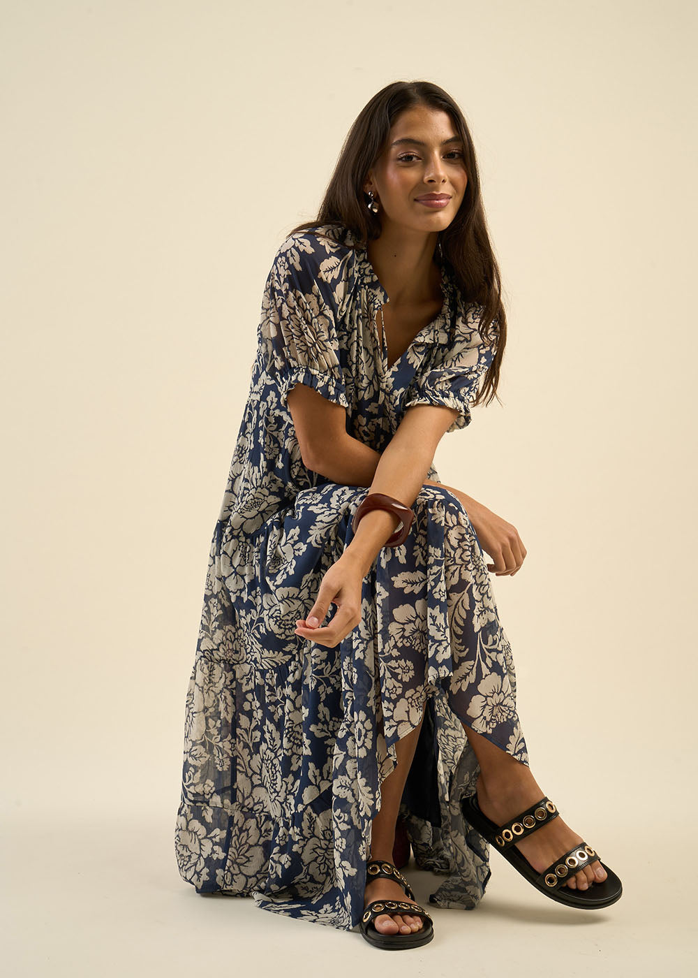 Robe longue à imprimé floral