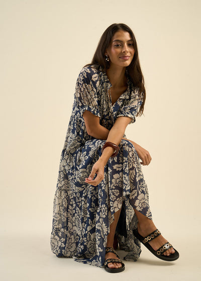 Robe longue à imprimé floral