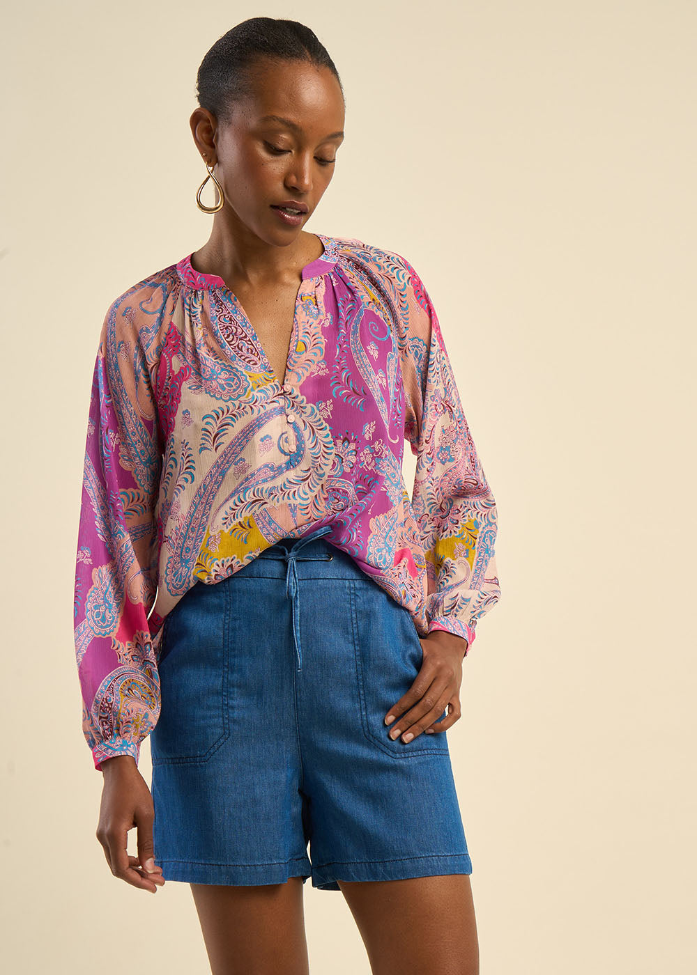 Blouse à imprimé multicolore