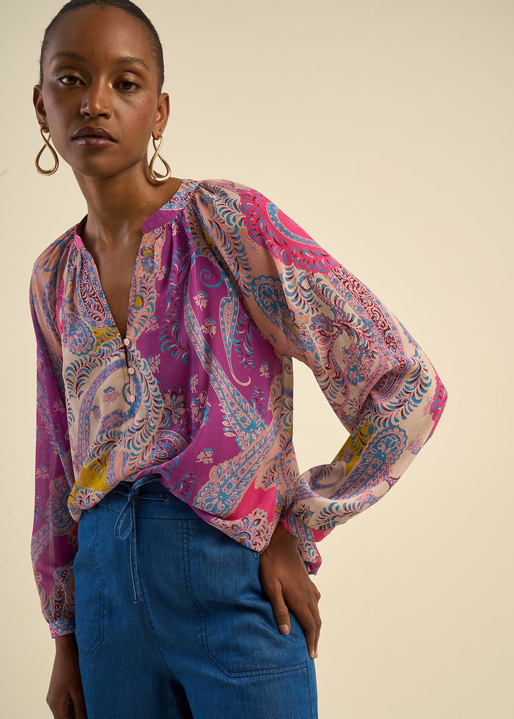 Blouse à imprimé multicolore
