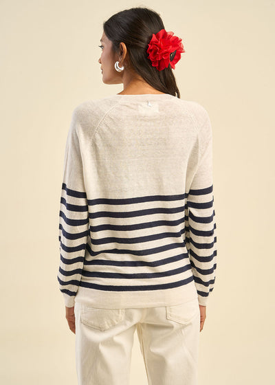 Pull marinière en lin ajouré