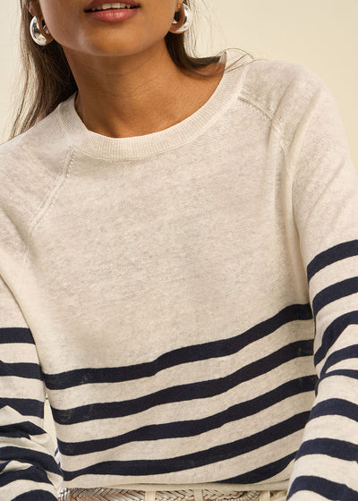 Pull marinière en lin ajouré