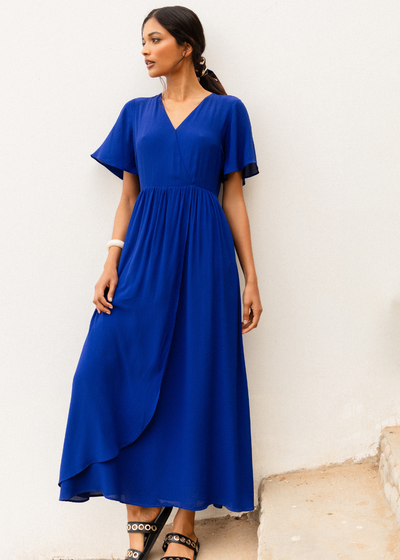 Robe longue fluide à volant