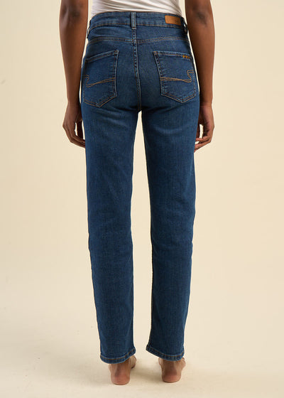 Jean droit taille haute cinq poches