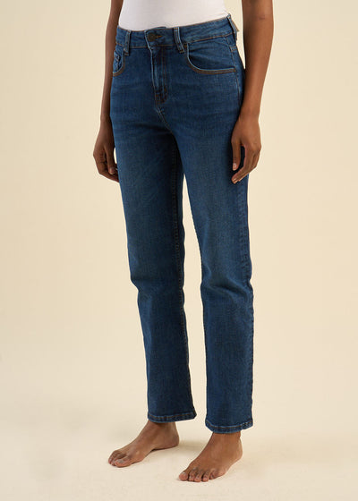 Jean droit taille haute cinq poches