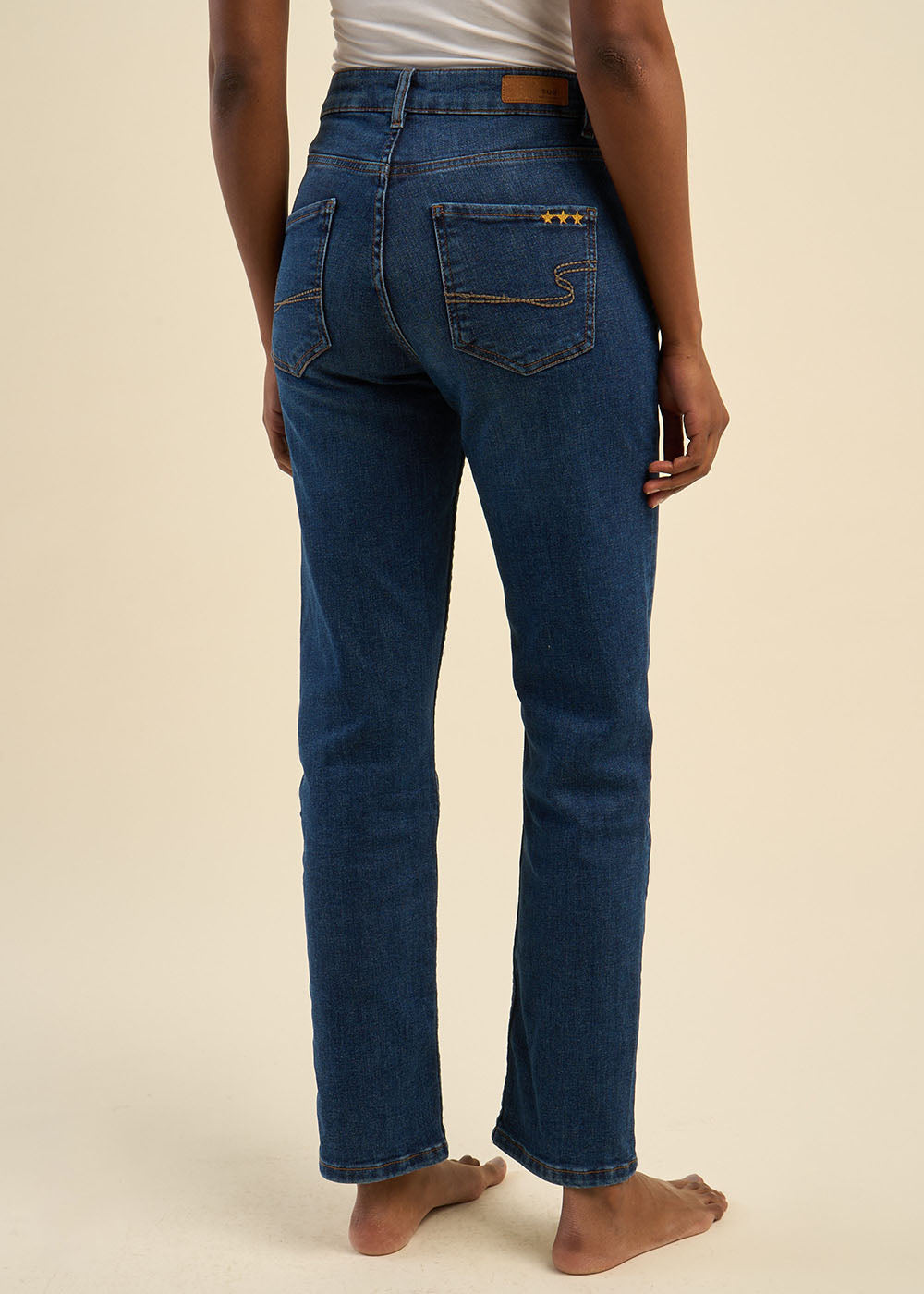 Jean droit taille haute cinq poches