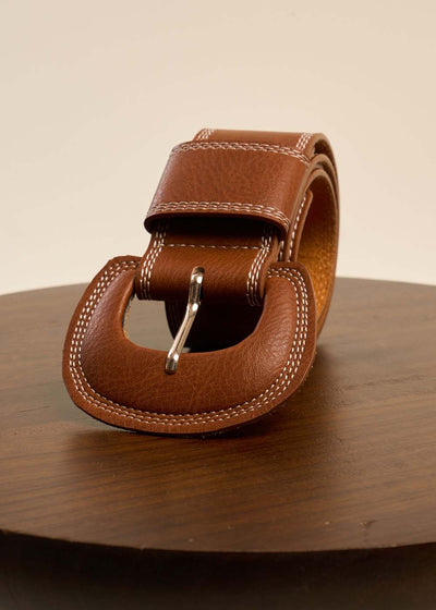 Large ceinture en cuir détails surpiqûres