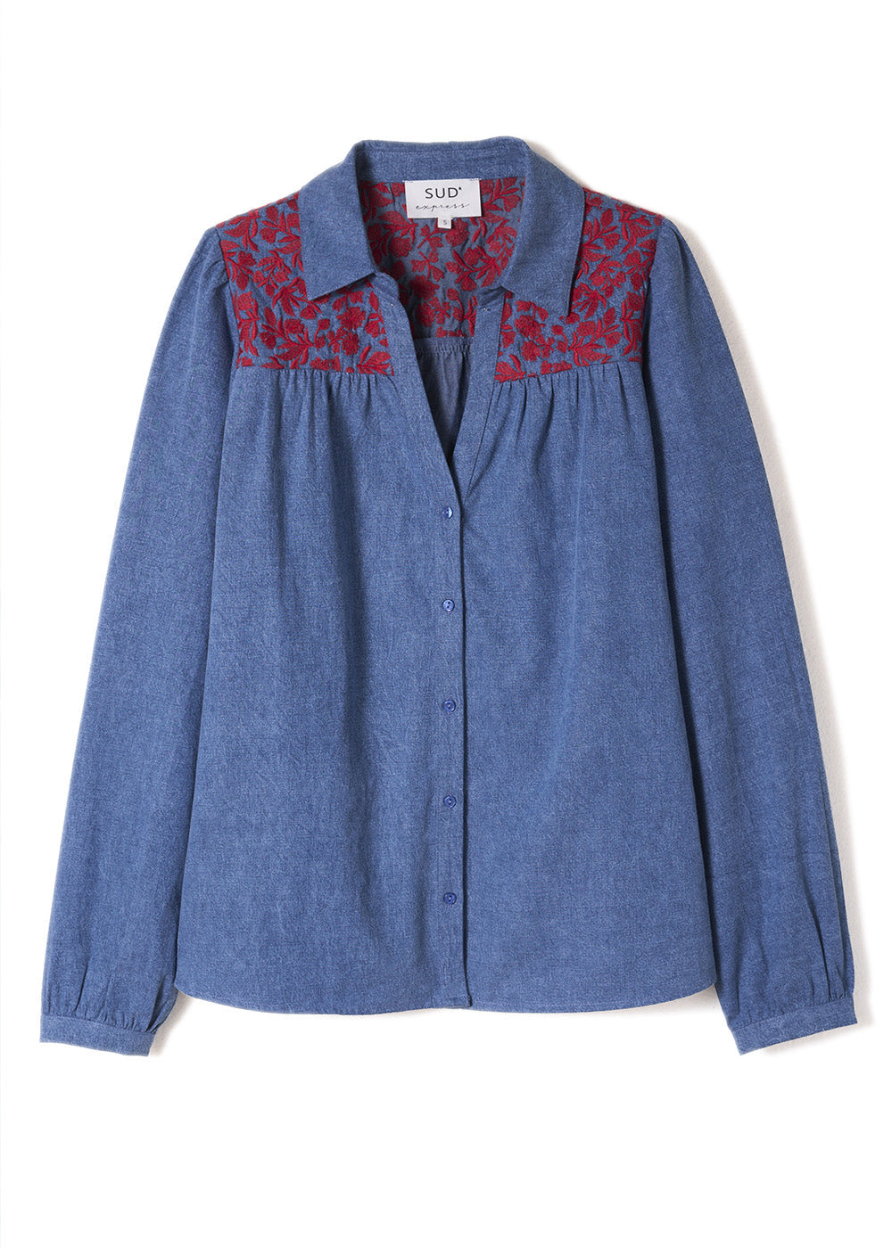 Chemise denim brodée