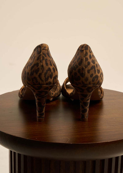 Sandales à talons hauts en cuir suédé imprimé léopard