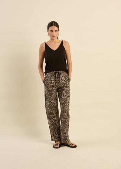 Pantalon fluide imprimé jaguar
