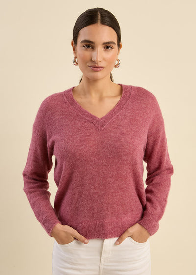 Pull à col V manches longues