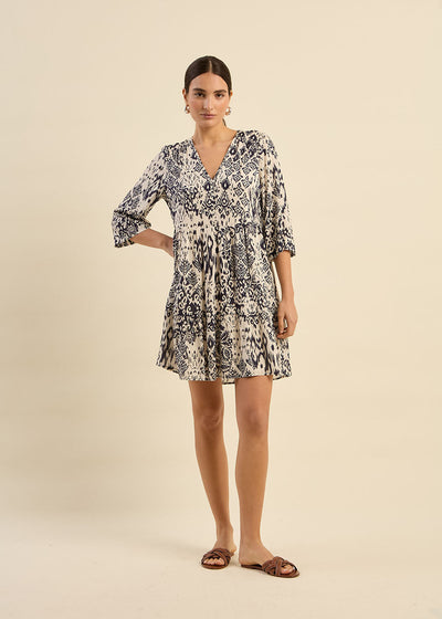 Robe courte imprimée Ikat