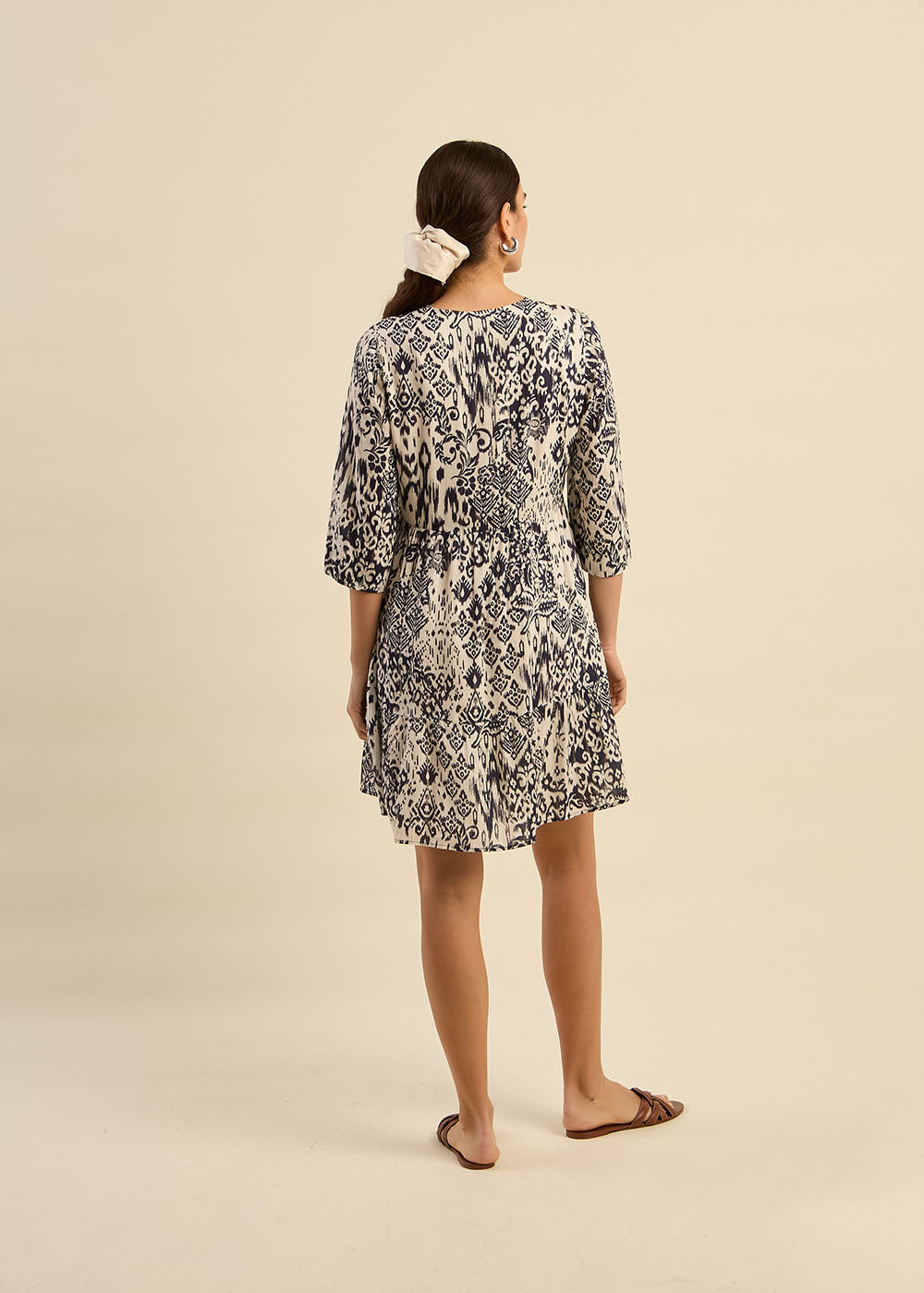 Robe courte imprimée Ikat