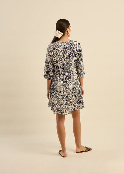 Robe courte imprimée Ikat