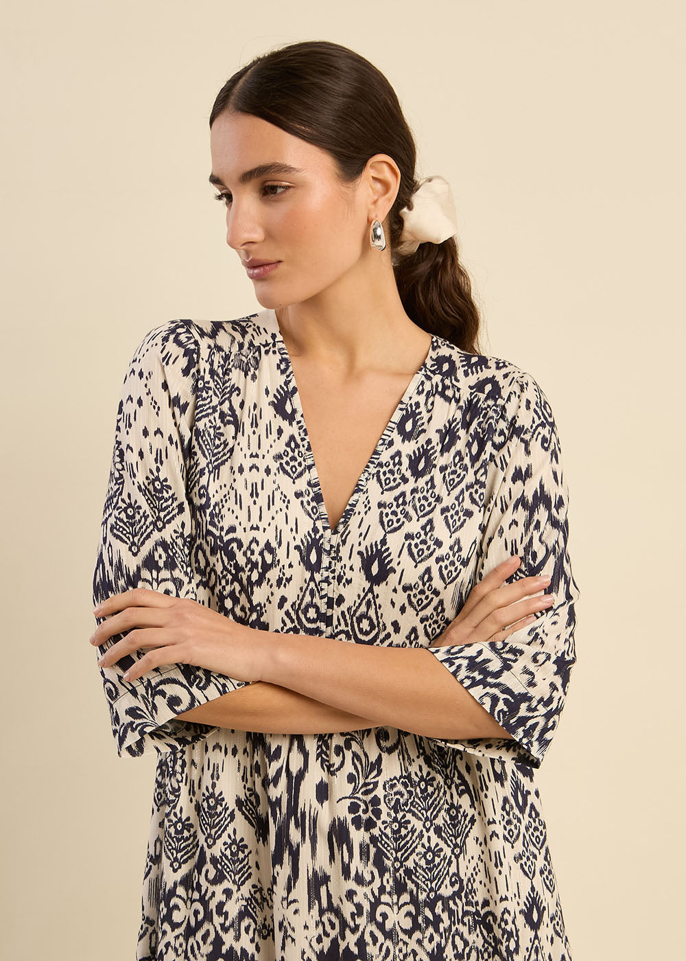 Robe courte imprimée Ikat