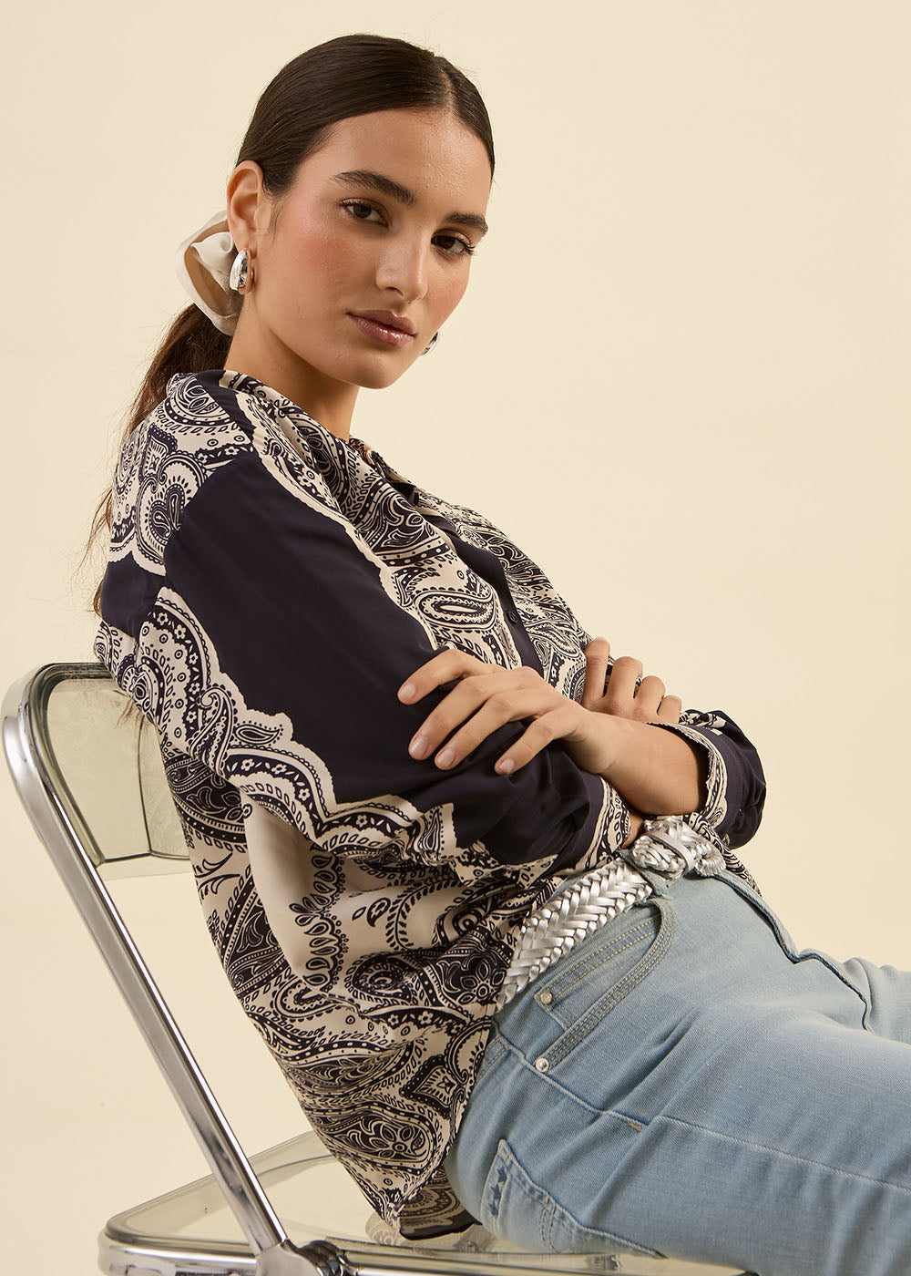 Chemise oversize à imprimé cachemire