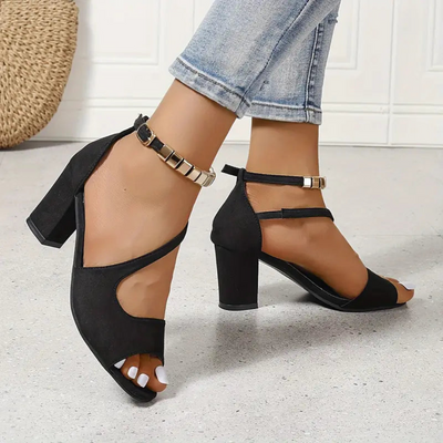 Fevie | Sandales d'été A Talon Pour Femme | Noir