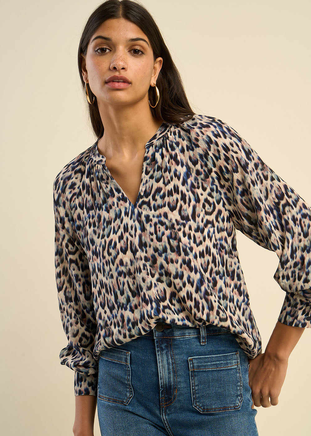Blouse fluide imprimée léopard