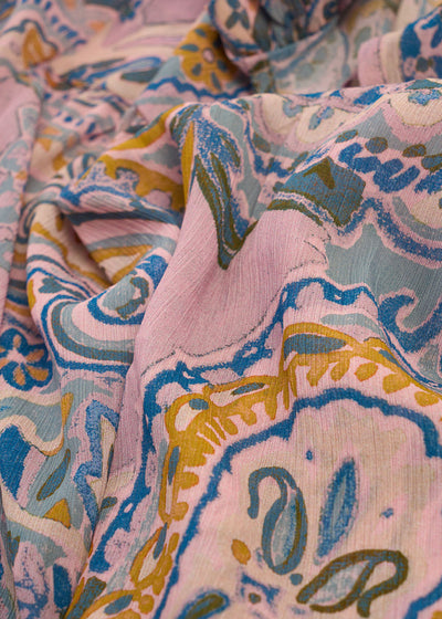 Blouse ample imprimée cachemire avec col tunisien