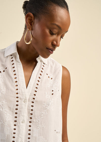 Chemise sans manches brodée