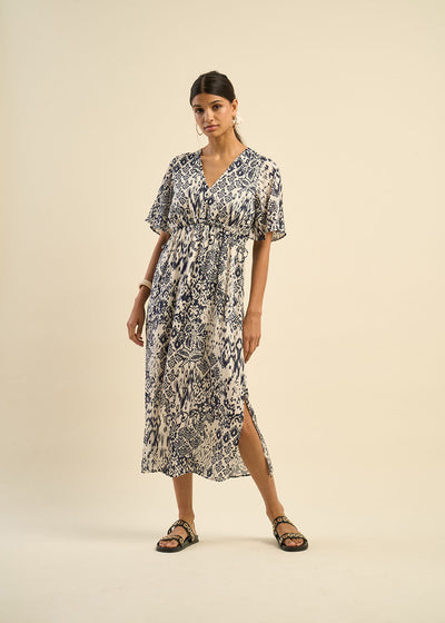 Robe longue imprimée Ikat