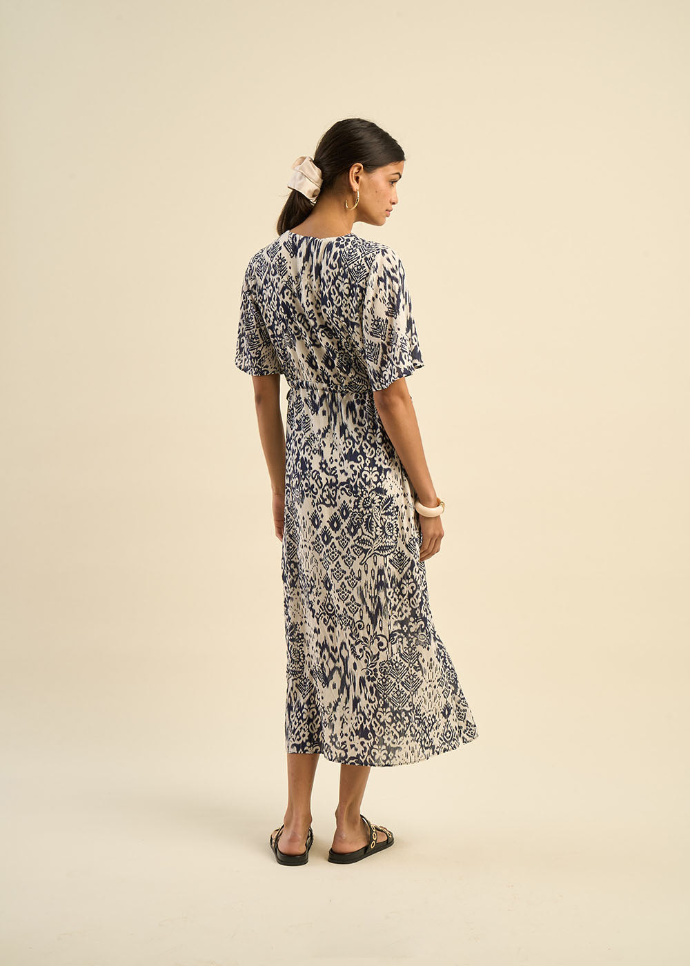 Robe longue imprimée Ikat