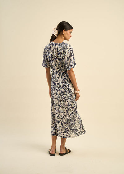 Robe longue imprimée Ikat