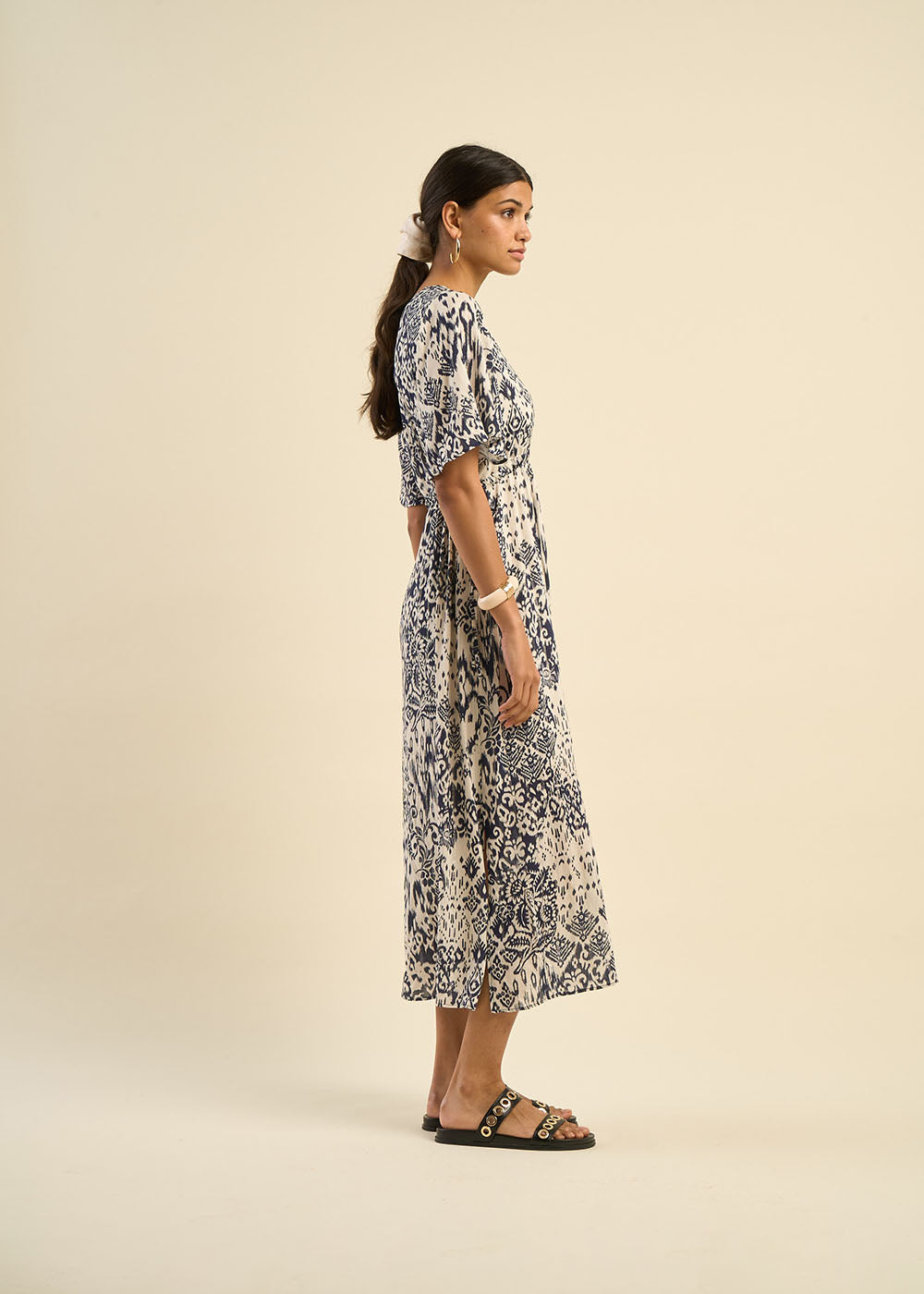 Robe longue imprimée Ikat