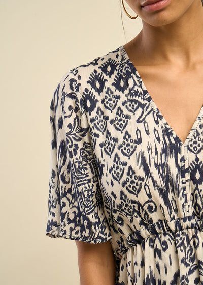 Robe longue imprimée Ikat