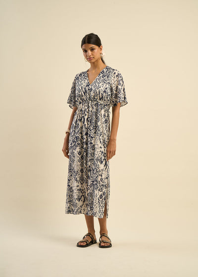 Robe longue imprimée Ikat