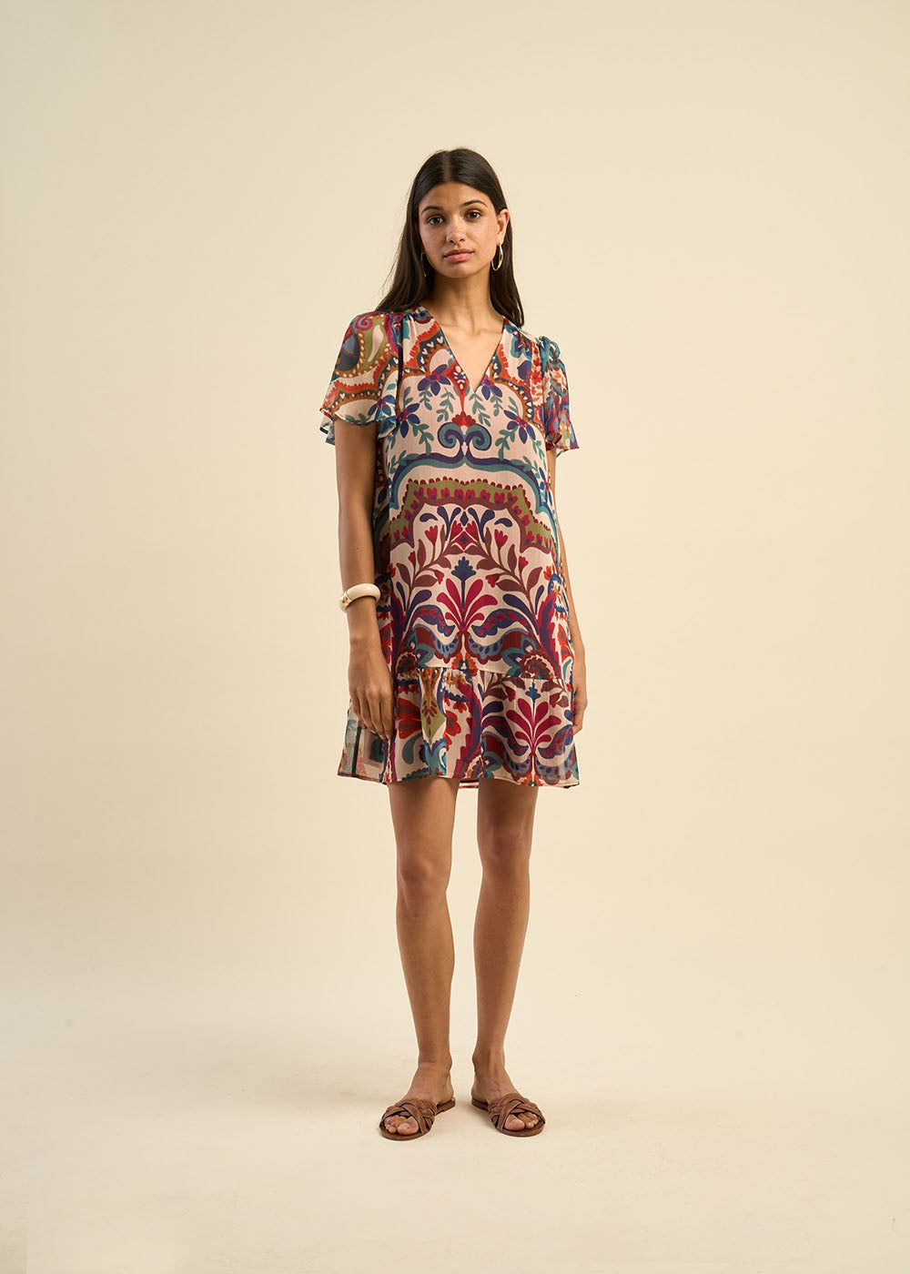 Robe droite courte imprimée