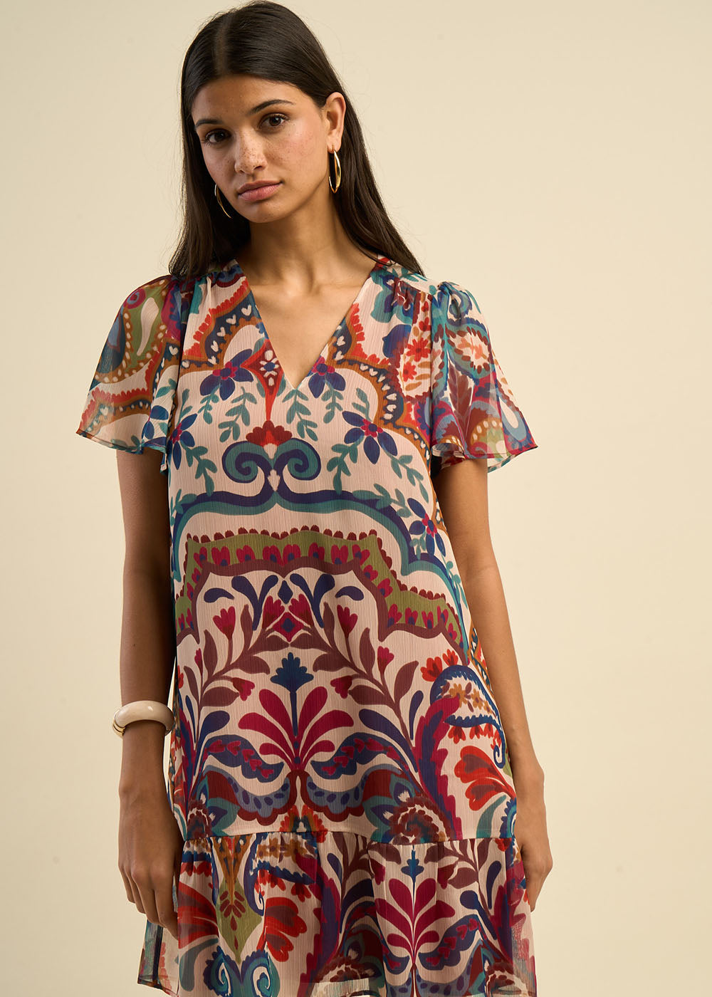 Robe droite courte imprimée