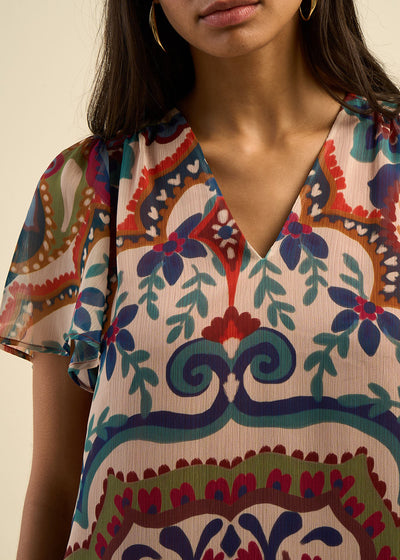 Robe droite courte imprimée