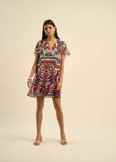 Robe droite courte imprimée