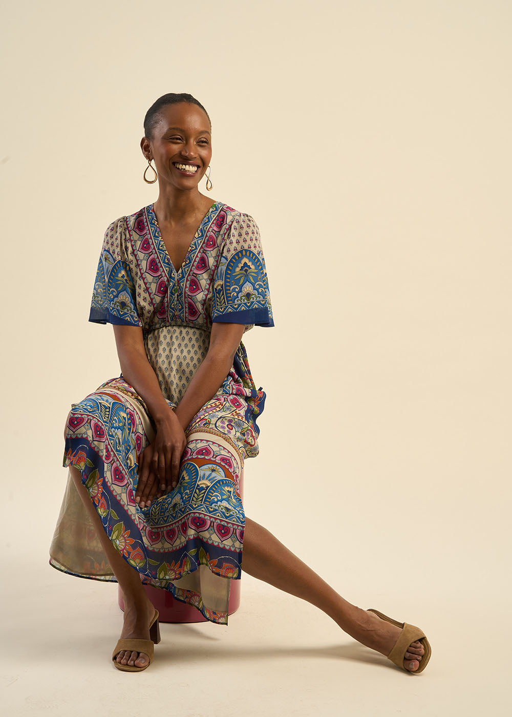 Robe longue bohème et décolleté en V
